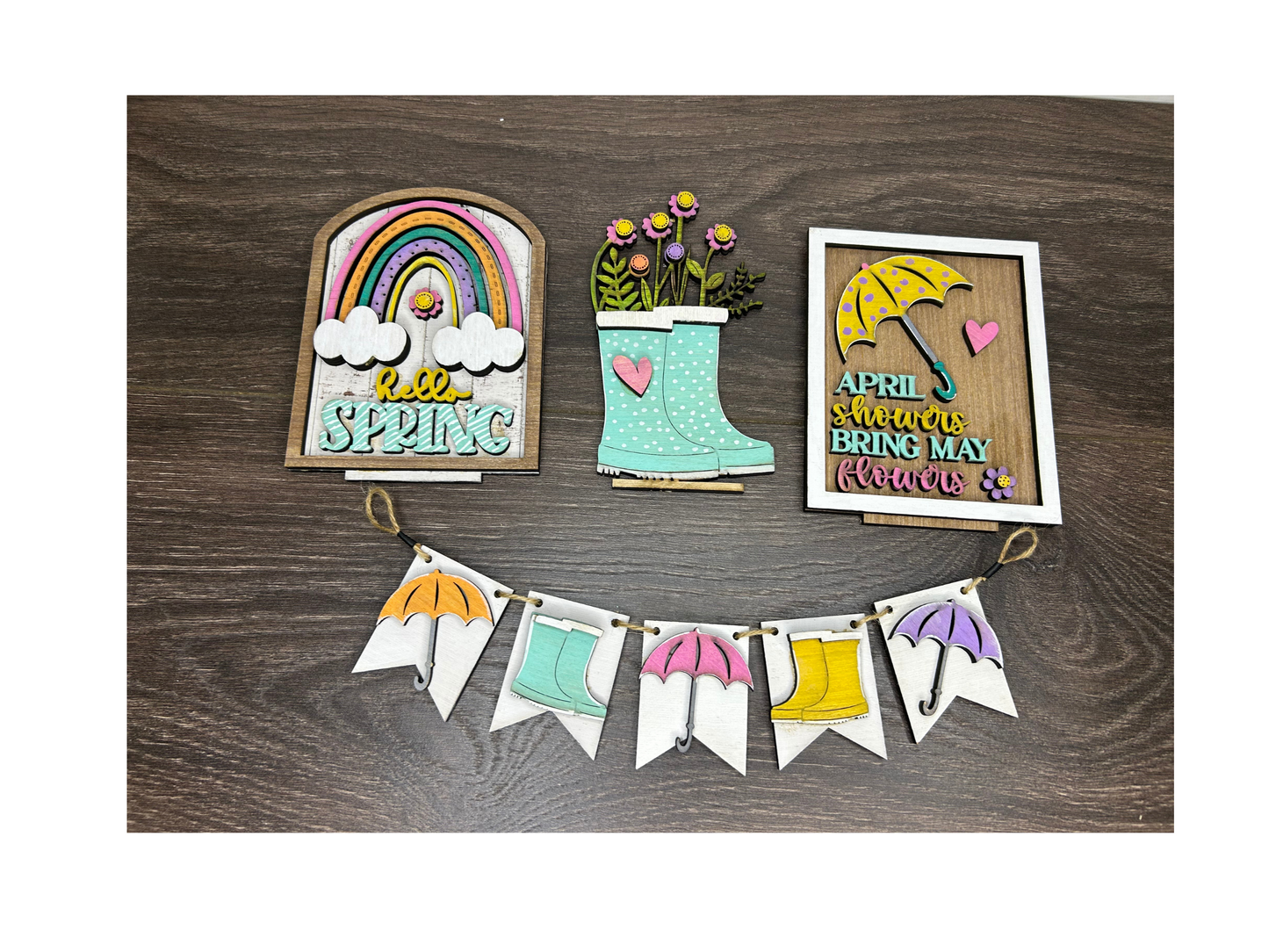 April showers miniature bench seasonal interchangeable inserts