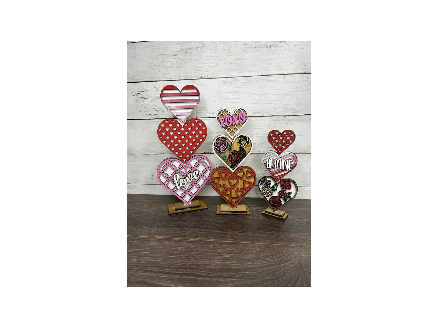 Valentines Day, shelf sitters, decoration, holiday, stacked hearts