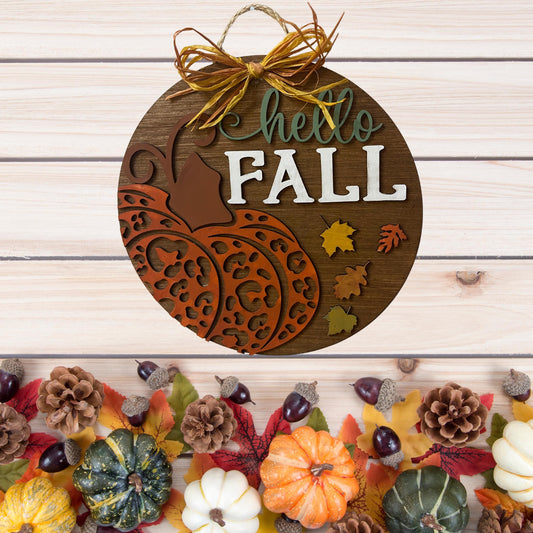 Wall Hanger with pumpkin "Hello Fall"