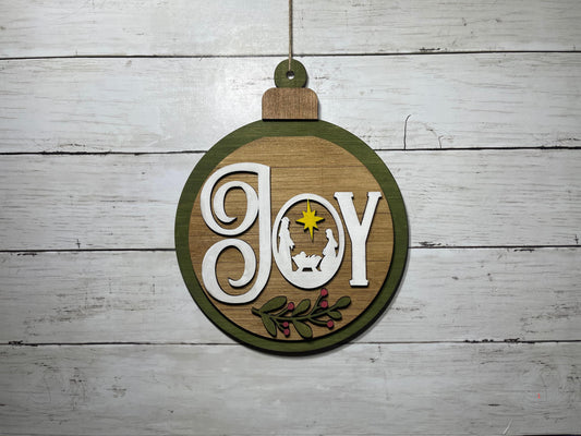 Festive ornament-shaped wall hanger "JOY"