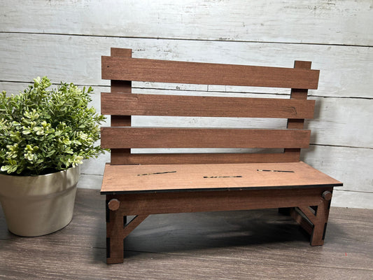 Miniature "Park style" wooden unfinished bench