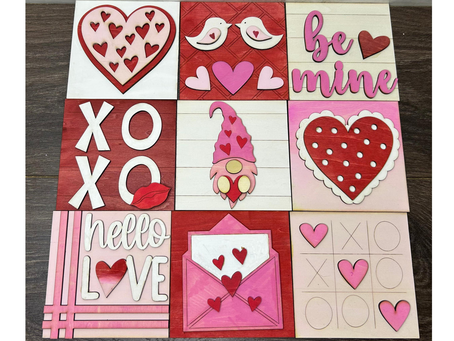 Interchangeable Valentine's Day tiles for ladder stand