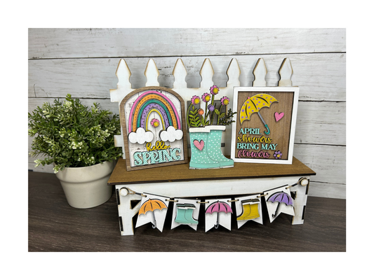 April showers miniature bench seasonal interchangeable inserts