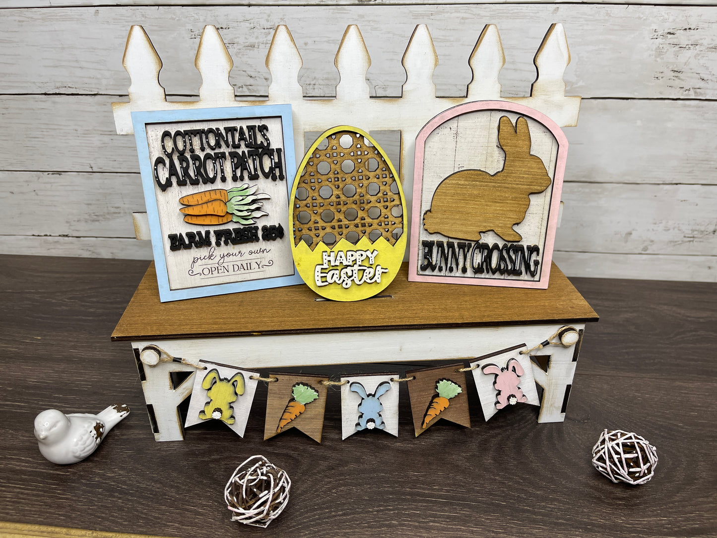 Easter holiday insert for miniature bench "Bunny Crossing"