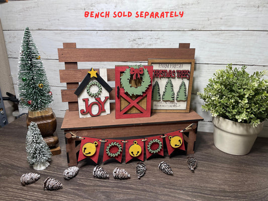 Christmas seasonal inserts for miniature bench