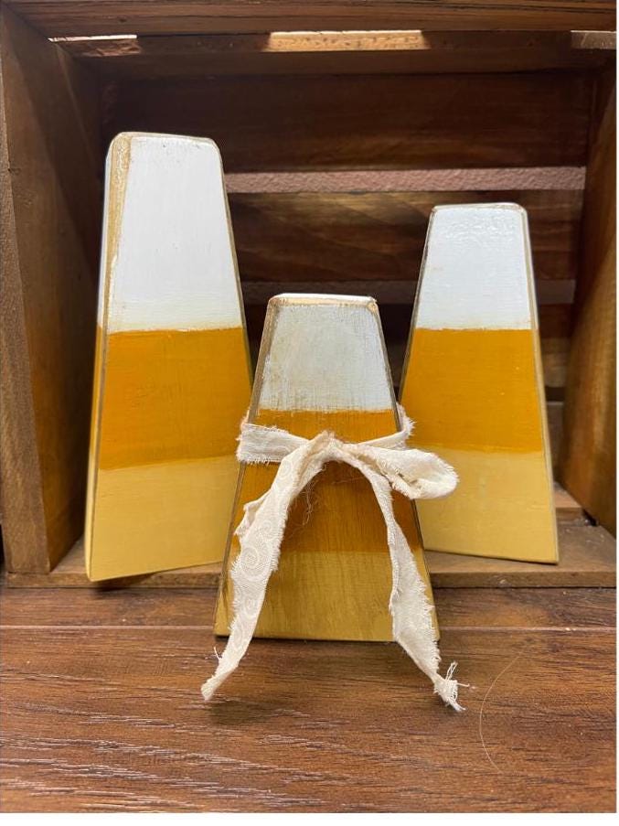 Unfinished wood Candy Corn Shelf Sitters Kit