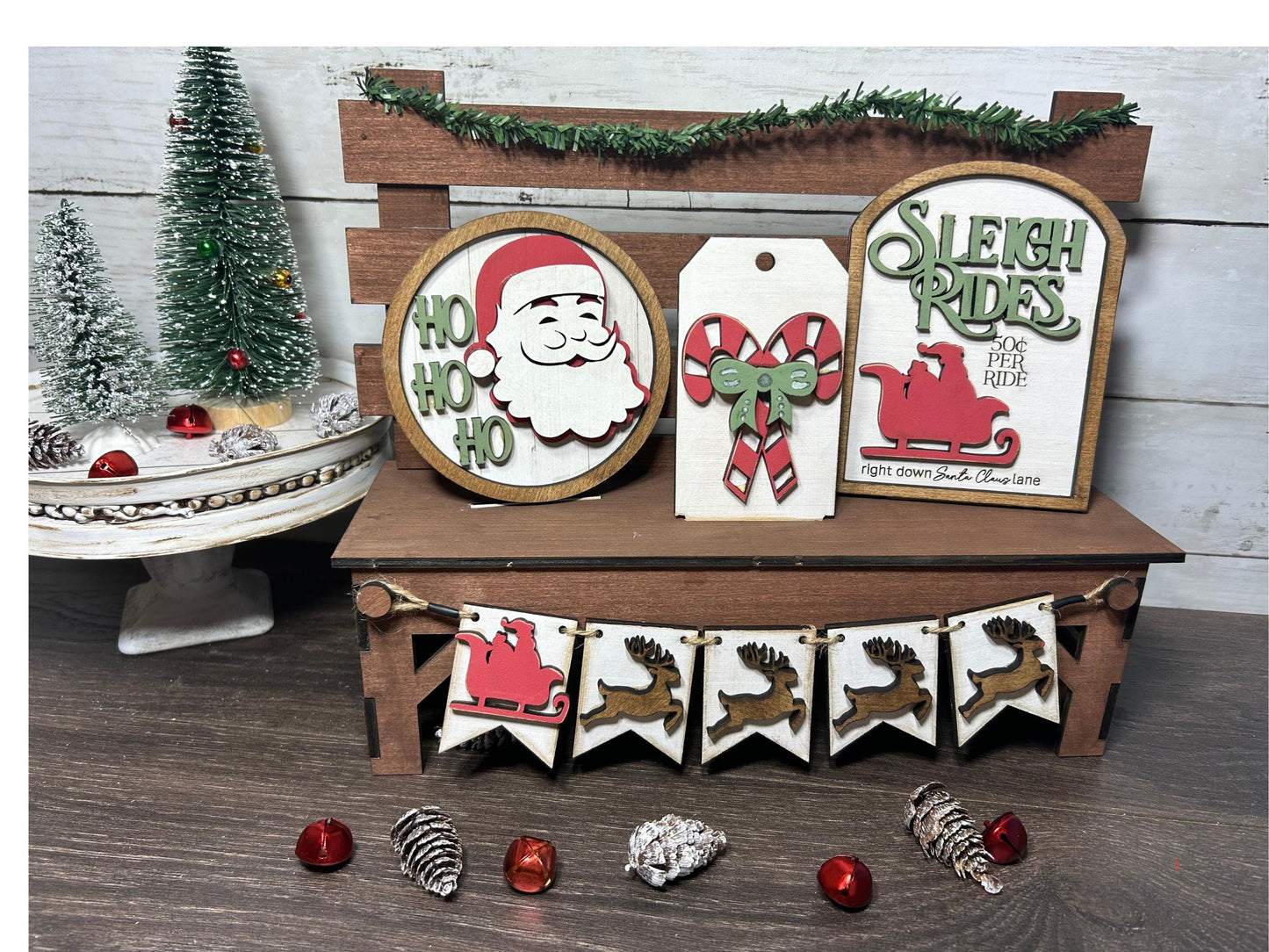 Christmas inserts, Santa's Sleigh Rides, for miniature bench