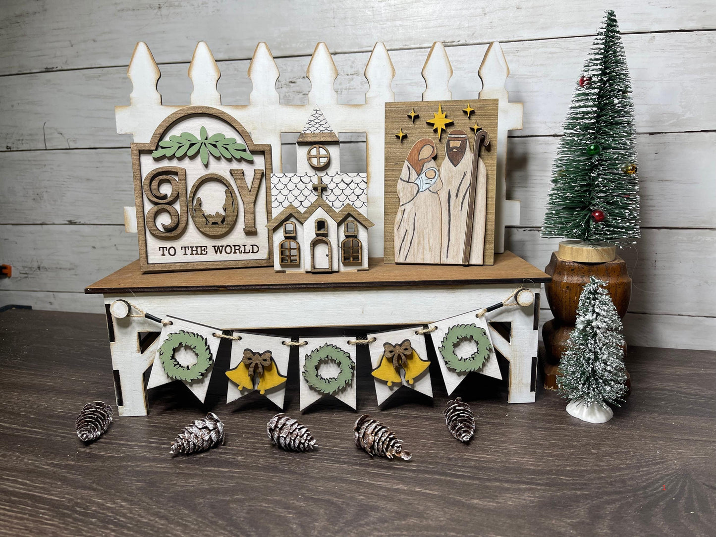 Christmas Nativity inserts for miniature bench