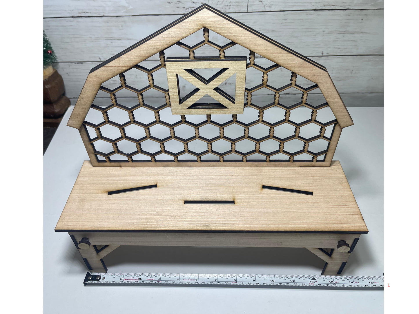 Miniature "Barn" Bench for seasonal interchangeable inserts